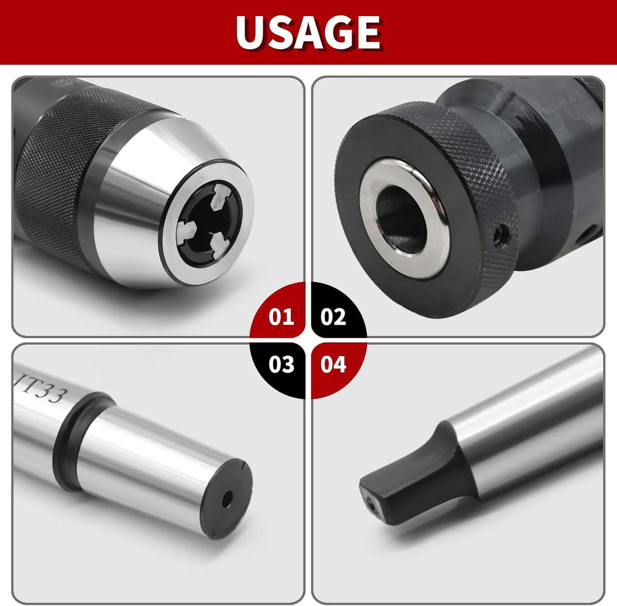 Nakkaa 1/32"- 5/8" MT2 Shank Heavy Duty JT33 Keyless Drill Chuck
