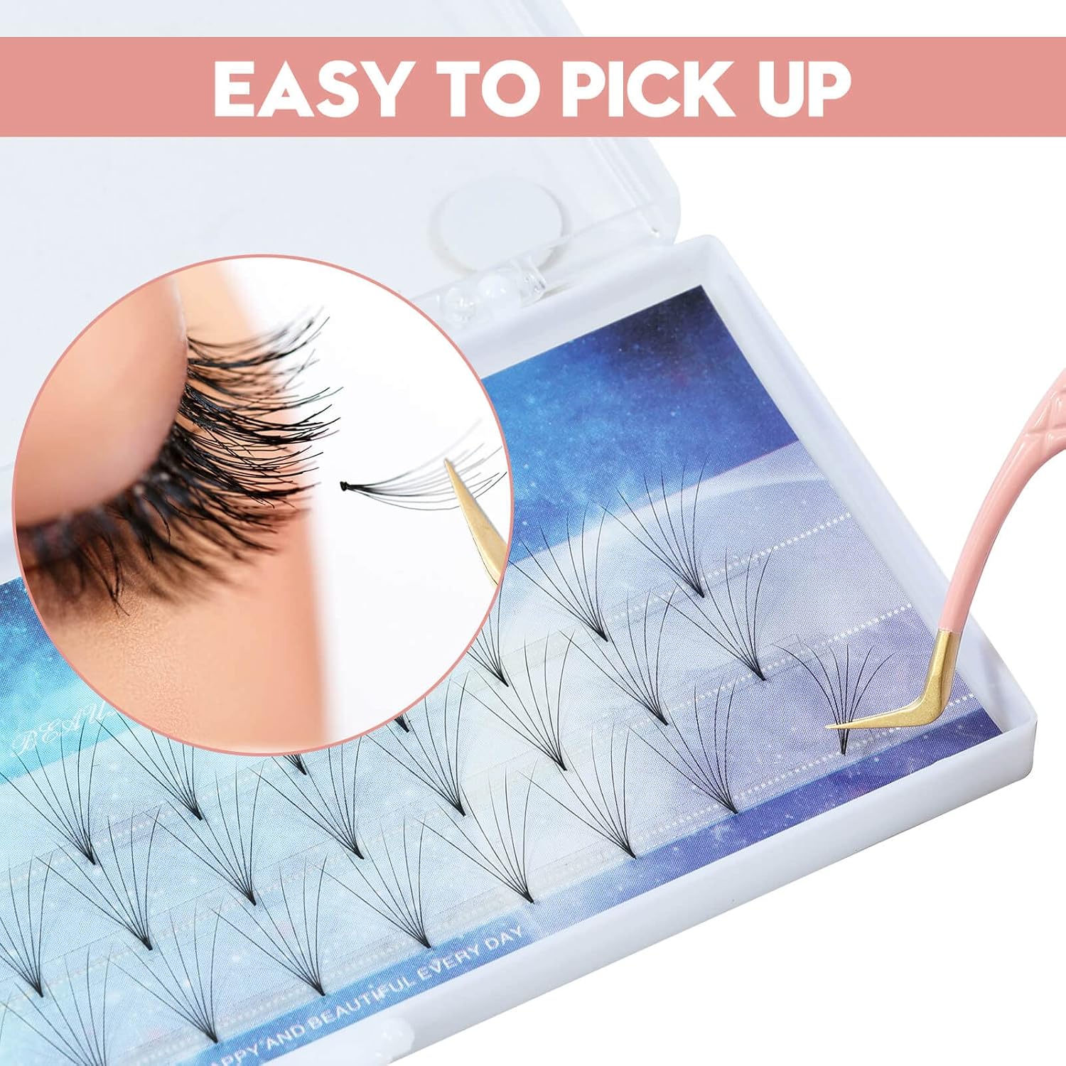 Eyelash Extension Tweezers,Diamond Grip Lash Tweezers for Isolation Applying and Mega Volume Mink Lashes Fanning