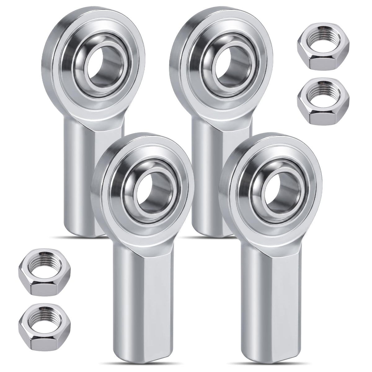 Tudomro 4 Pack 1/4" Phsb4 Rod End Bearings, Cf4 Heim Joint with Jam Nuts
