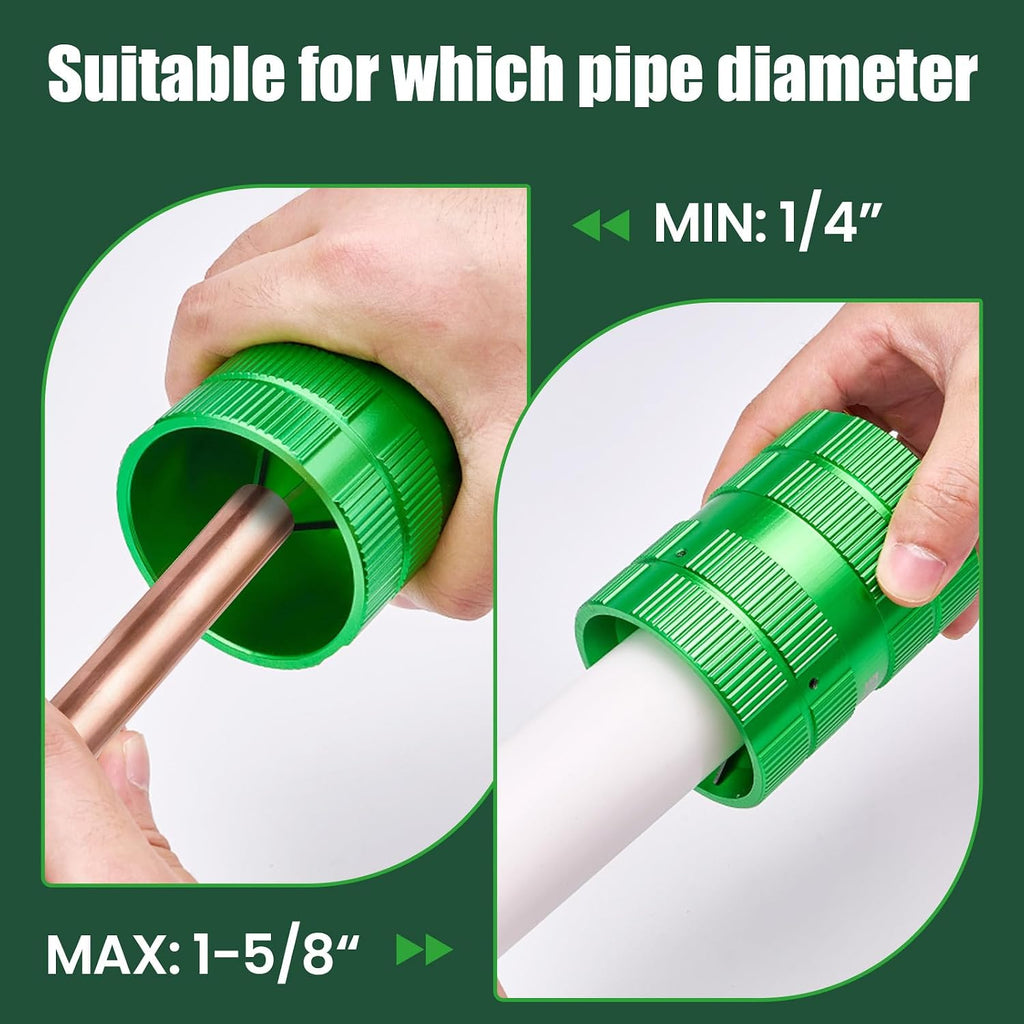 Pipe Reamer Tool with 4 Blades - 1/4–1-5/8 inch Inner & Outer Deburring Tool for Copper, PVC, PPR, Brass, Aluminum