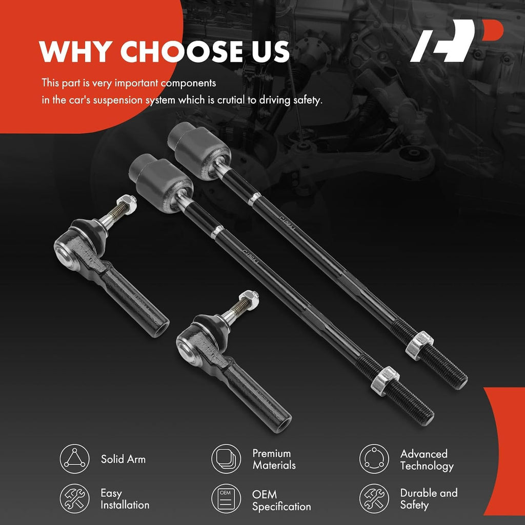 A-Premium Front Inner & Outer Tie Rod End Kit, Compatible with Chevrolet