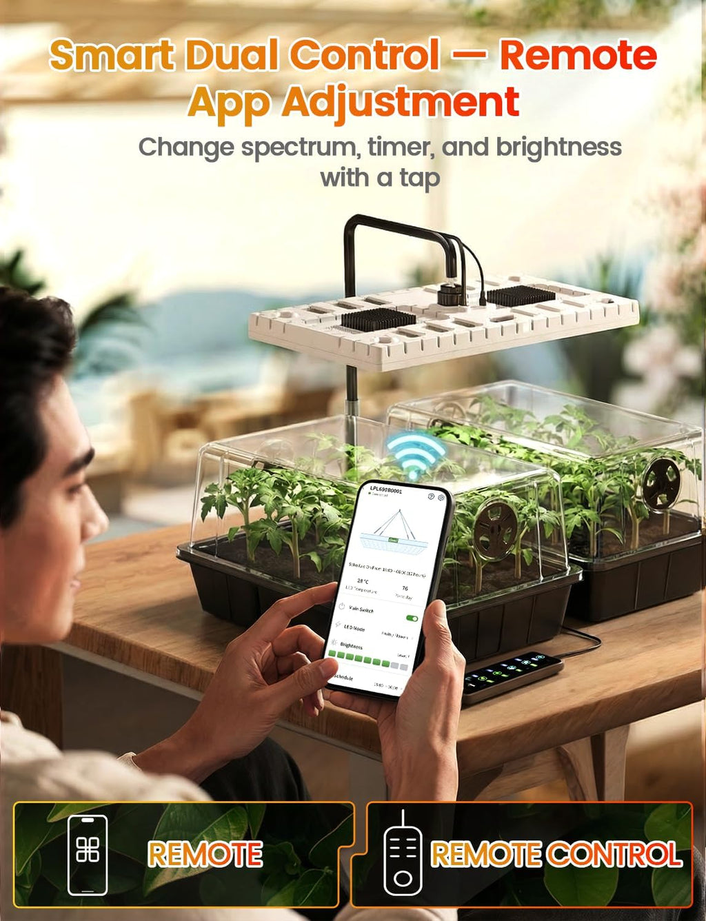 48W Full Spectrum LED Grow Light Seed Starter Kit, 80-Cell Tray with 30W Heating Mat & Adjustable Dome, Waterproof