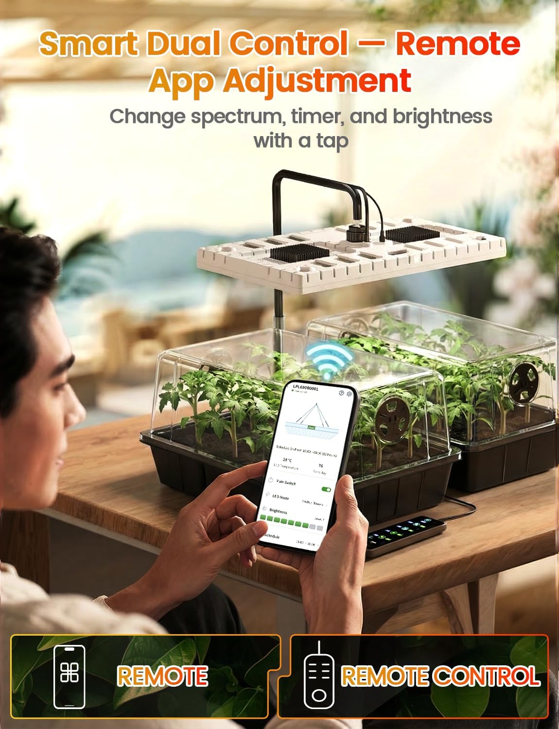 48W Full Spectrum LED Grow Light Seed Starter Kit, 80-Cell Tray with 30W Heating Mat & Adjustable Dome, Waterproof