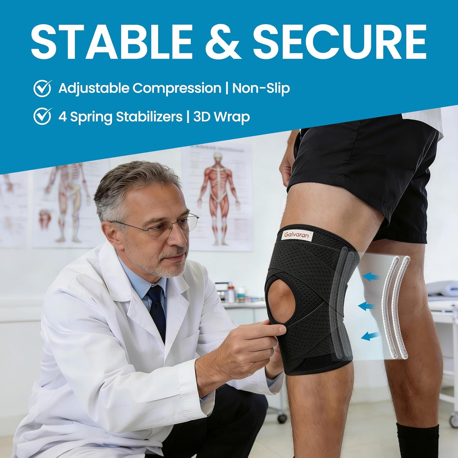 Knee Brace with Side Stabilizers for Meniscal Tear Knee Pain ACL MCL Arthritis Injuries Recovery, Breathable