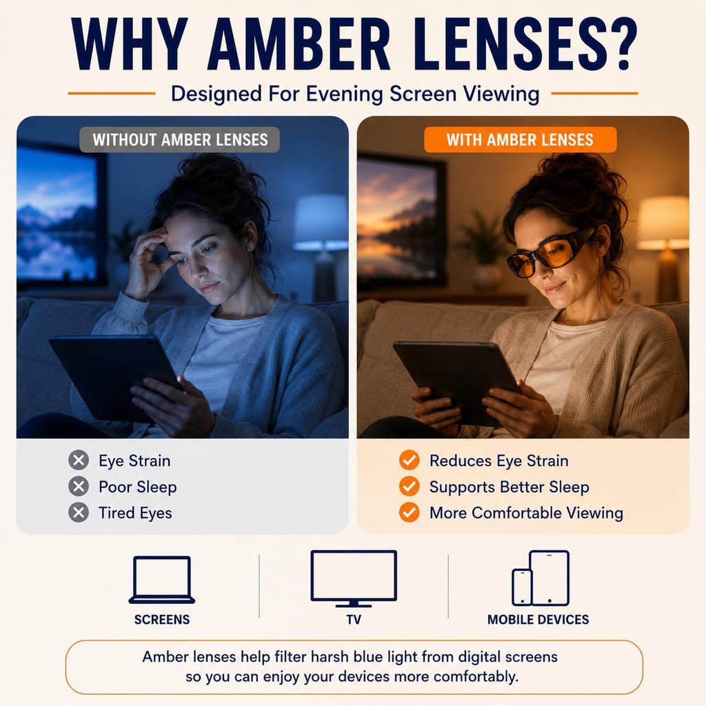 Blue Light Reduction Fitover Glasses with Amber Lens | Computer Glasses for Digital Screen,Wear Over Most Eyewear or