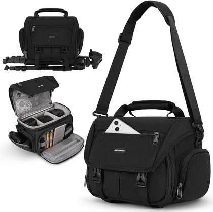 Camera Bag, DSLR/SLR/Mirrorless Camera Sling Bag for Photographers Waterproof Small Camera Case with Tripod Holder &