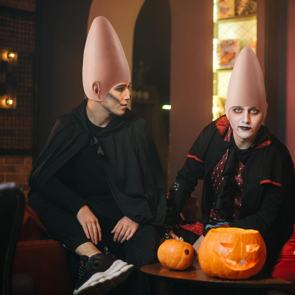 Halloween Cone Bald Head, Latex Bald Wig Cap for Men Woman Adult Kid, Boy Girl Halloween Alien Cosplay Costume