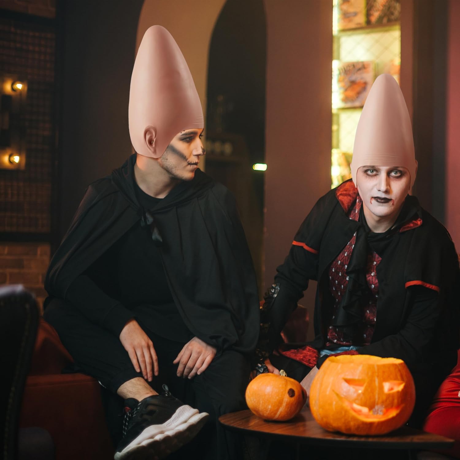 Halloween Cone Bald Head, Latex Bald Wig Cap for Men Woman Adult Kid, Boy Girl Halloween Alien Cosplay Costume