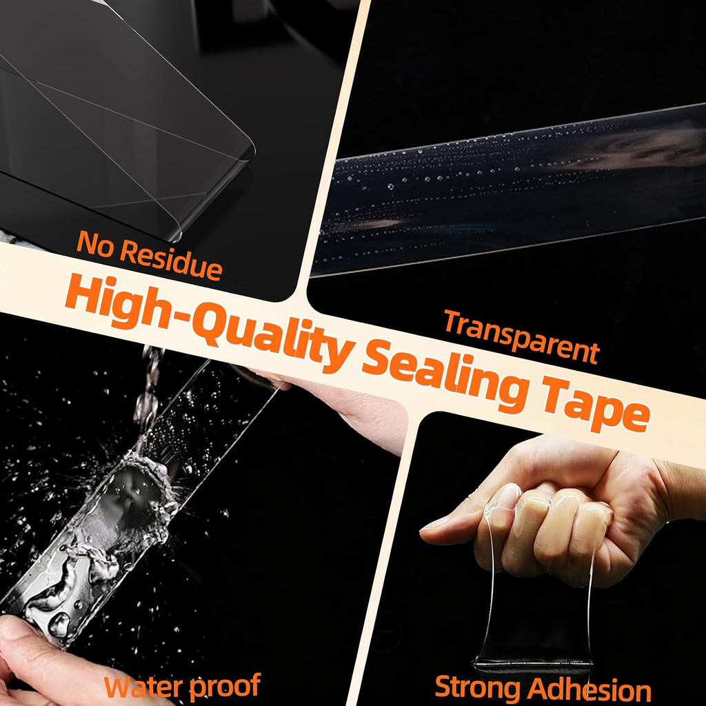 Window Weather Sealing Tape 2" x 66 FT, 20 Mil Thick Clear Duct Tape