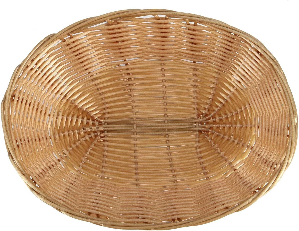 30 Pack Wicker Bread Basket, Handwoven Oval Plastic Basket, Woven Tabletop Fruit Vegetables Food Serving Basket for