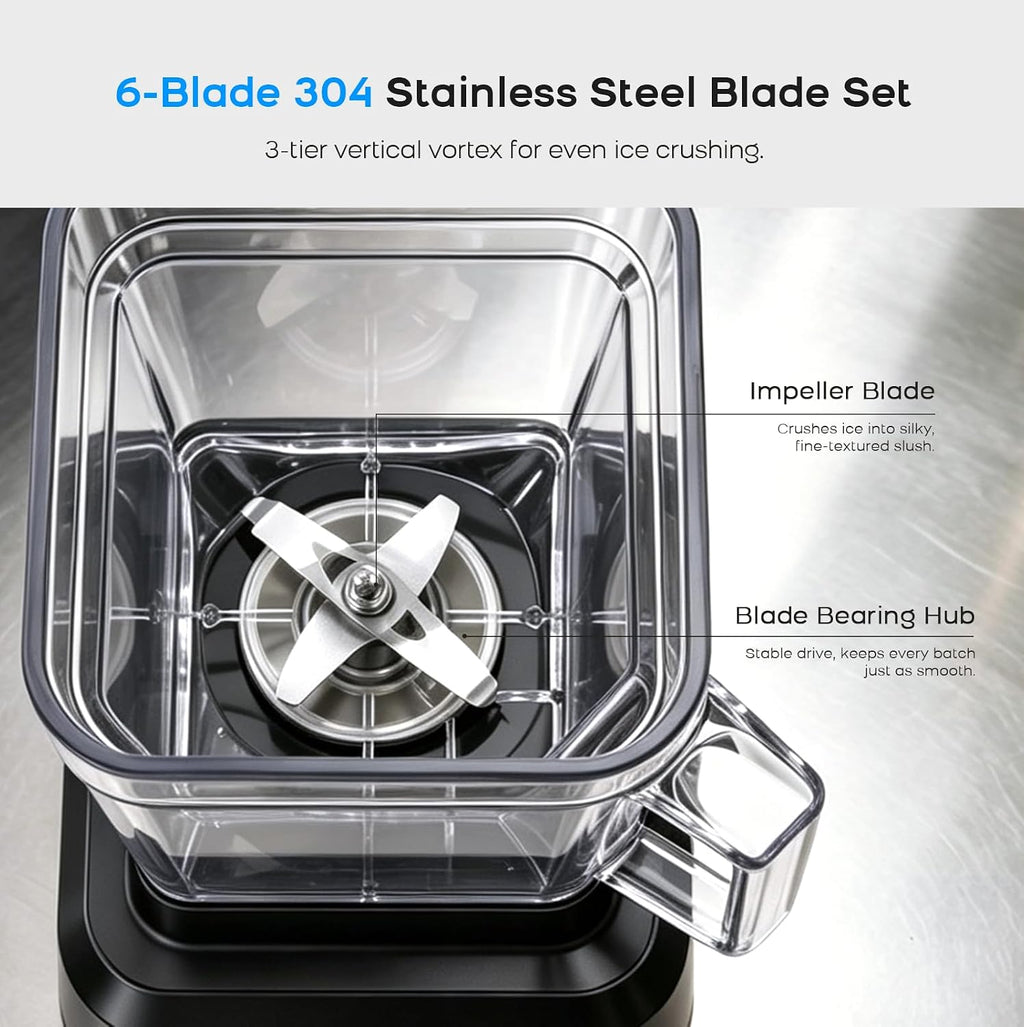 1680W Commercial Blender with Sound Shield & Self-Cleaning