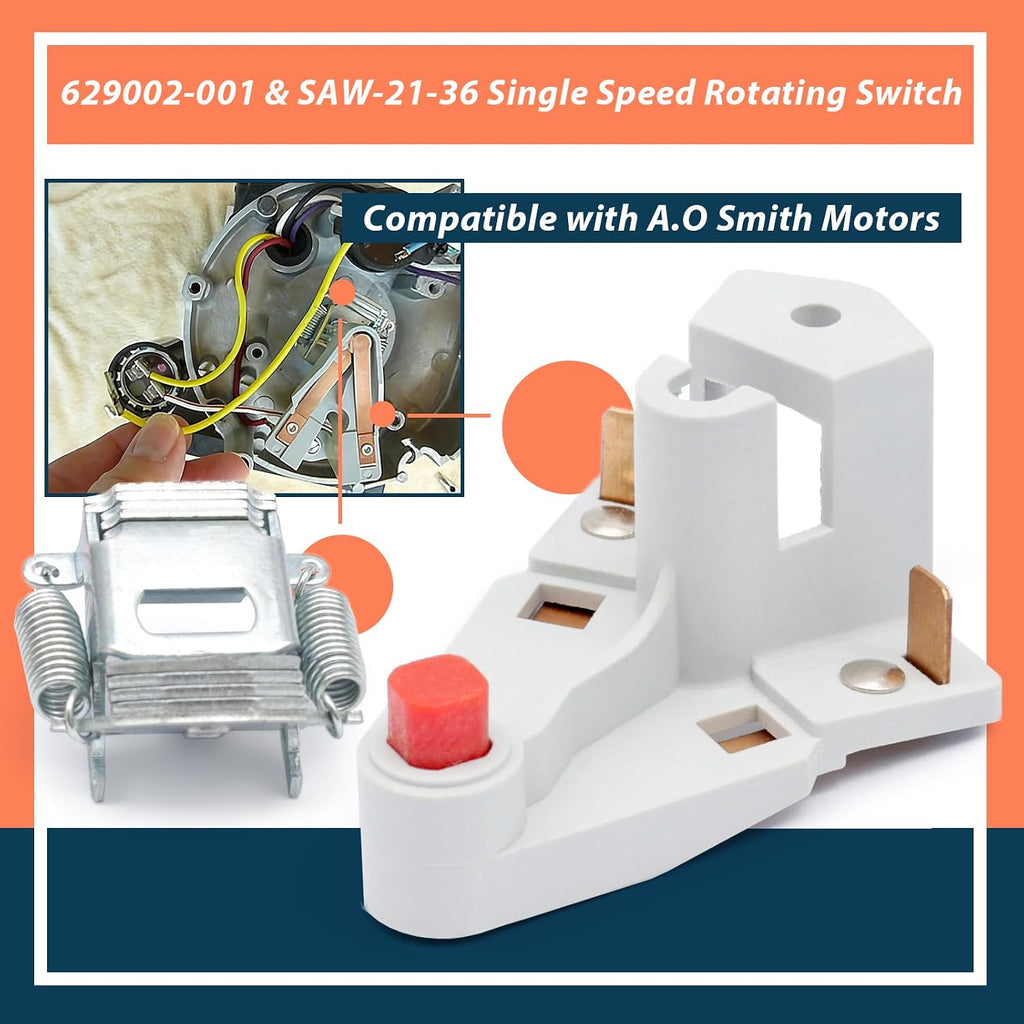 629002-001 & SAW-21-36 Single Speed Rotating Switch Compatible with A.O Smith Single-Speed Two-Compartment Pump Motors
