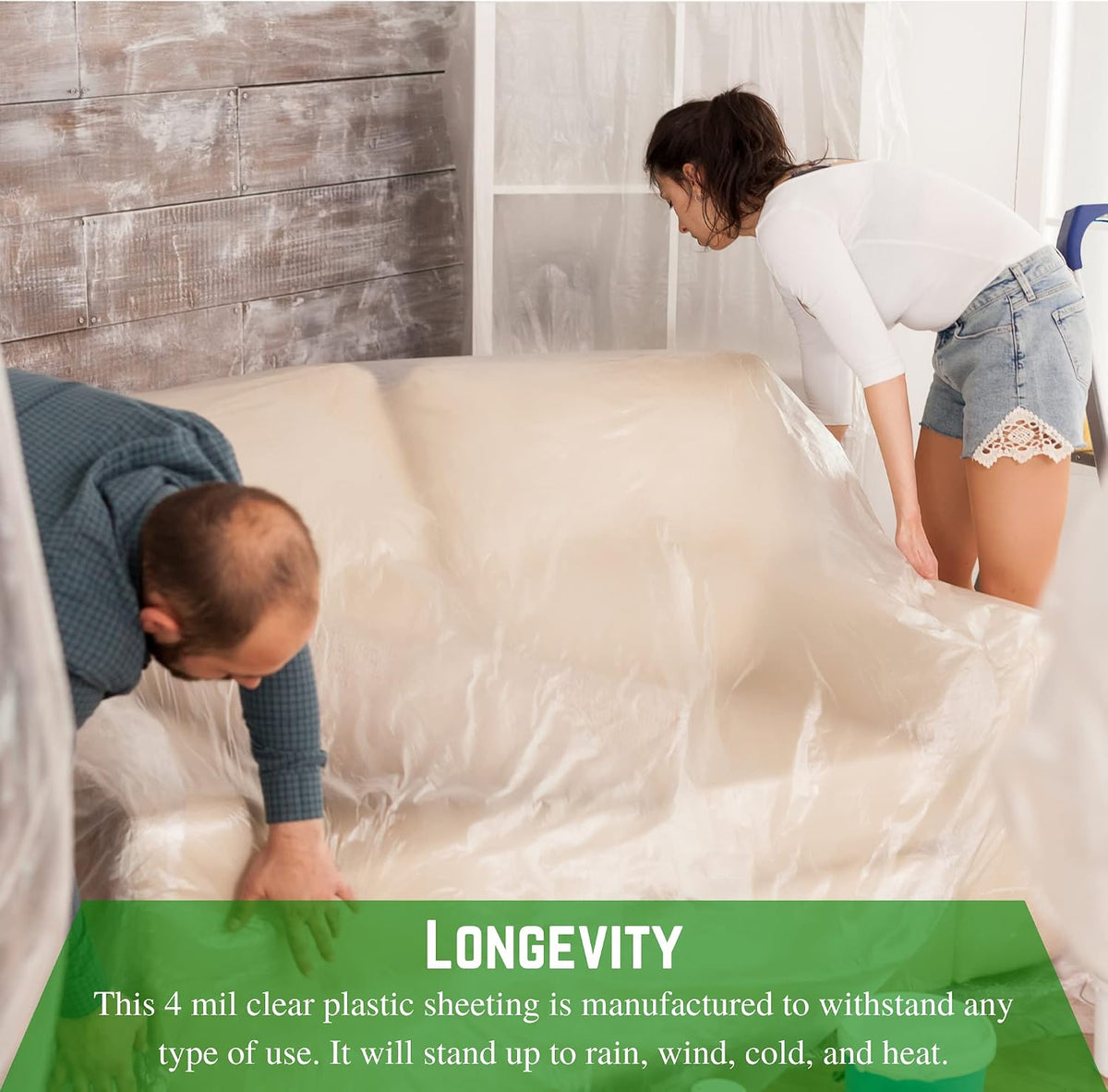 Clear Plastic Dust Barrier - 4 mil - Dust Containment Plastic, Thick Plastic Sheeting, Heavy Duty Polyethylene Film