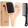Boar Bristle Hair Brush, Professional Detangling Brush for Women Men Kids, Anti-Static Paddle Hairbrush, Suitable for