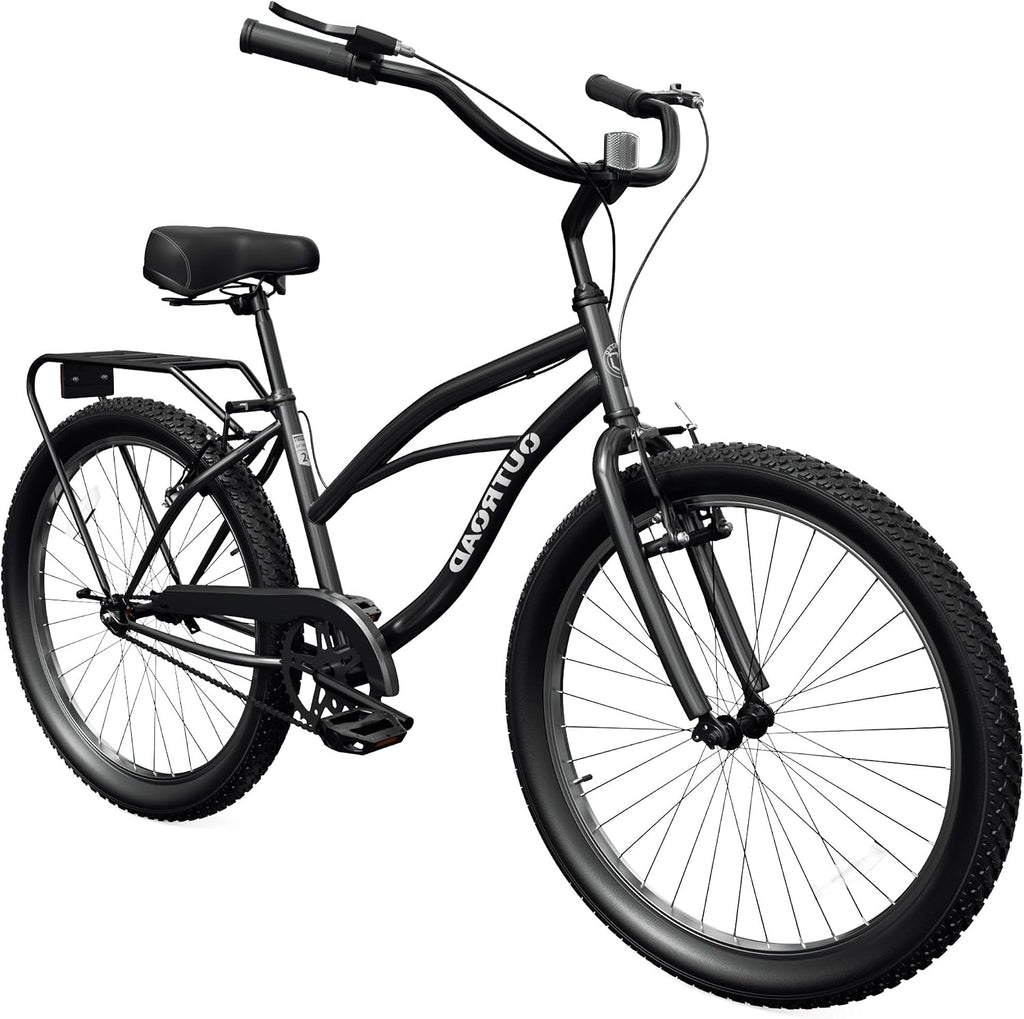 Beach Cruiser Bike, 24 inch Commuter Bicycle for Adult Men and Women, Comfortable City Bikes with Rear Rack or