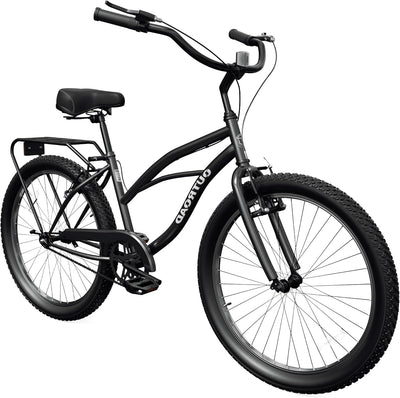 Beach Cruiser Bike, 24 inch Commuter Bicycle for Adult Men and Women, Comfortable City Bikes with Rear Rack or