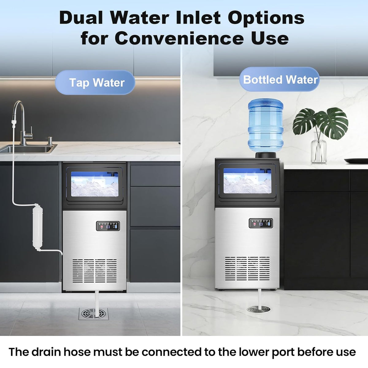 Nugget Ice Maker 80lbs/24H, 20lbs Storage, Commercial Undercounter