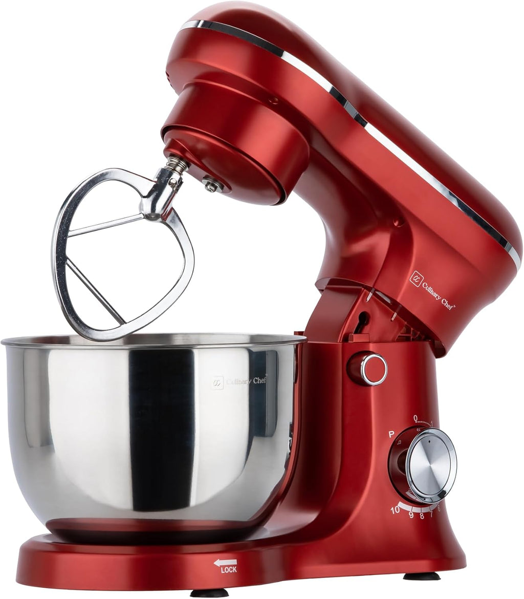 Retro Electric Stand Mixer, 4.75 Quart / 4.5L, 8 Speeds with Whisk, Dough Hook, Flat Beater Attachments, Splash Guard