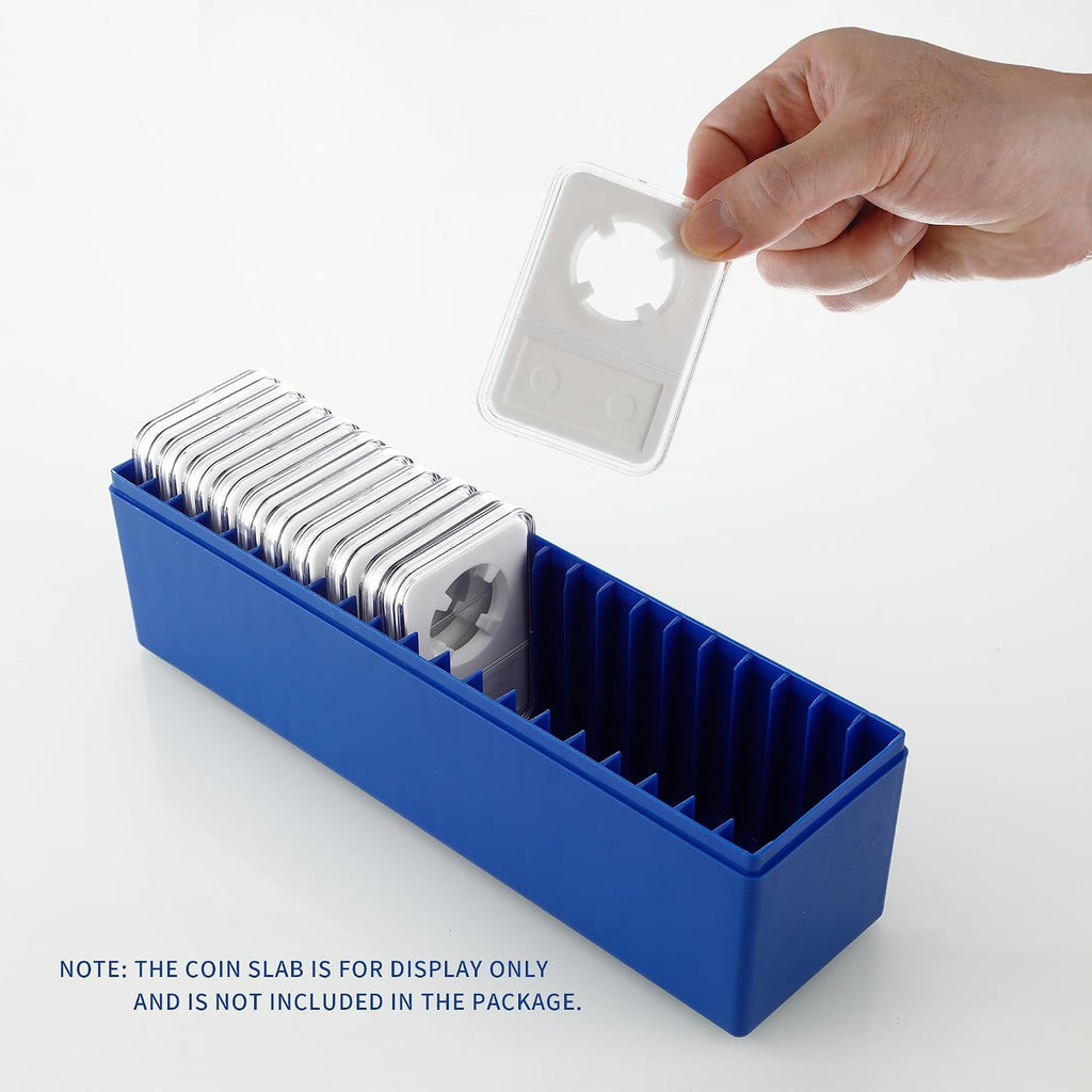 Plastic Coin Slab Storage Box for NGC Graded Coin Cases | 20-slot plastic organizer for PCGS, PMG and Premier coin