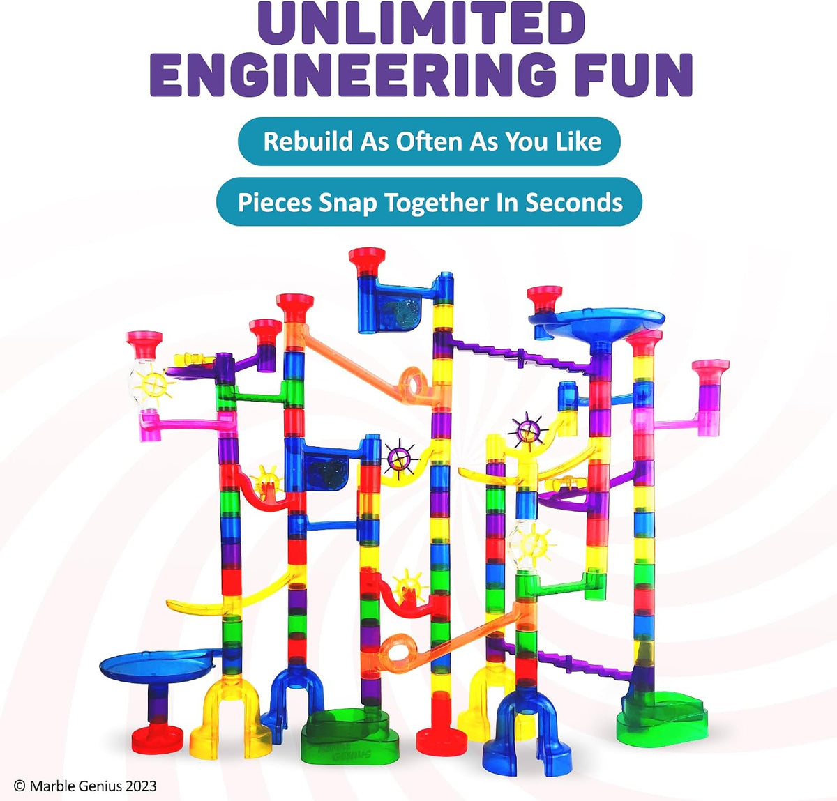 Marble Run Extreme Set, 300 Translucent Pieces, STEM Toy