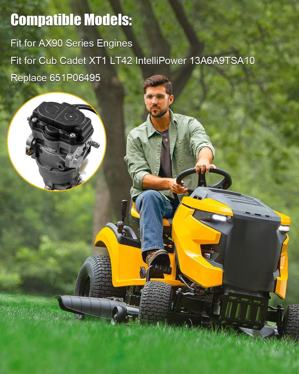 AX90 Carburetor Fit for Cub Cadet XT1 LT42, Replace 651P06495