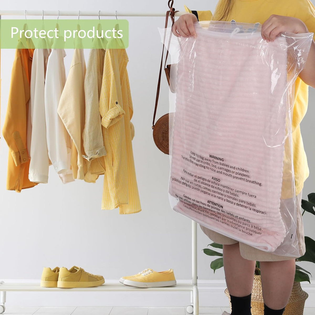 100 Count 24x30 Inch Self Seal Clear Poly Bags