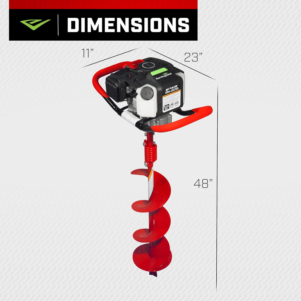 E43 1-Person Earth Auger Powerhead, 43cc 2-Cycle Viper Engine, 30:1 Transmission, 5 Year Limited Warranty, Red or