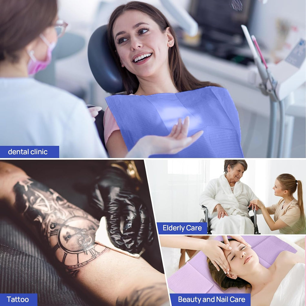 Dental Bibs 500pcs,Disposable Tattoo Bibs Patient Bibs 3 Ply Waterproof | 13" x 18" Dark Blue, Tray Covers Nail Paper