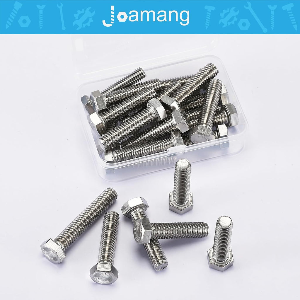M10-1.5 x 20mm 10Pcs Hex Bolts, Hexagon Head Screws, 304 Stainless Steel(A2-70), Metric Fully Thread, Bright Finish
