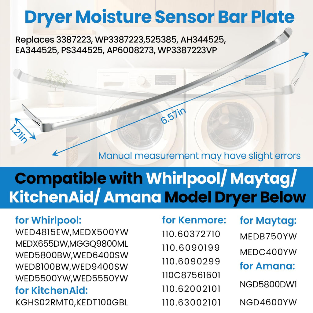 2 Pack WP3387223 Dryer Moisture Sensor Bar Plate Replacement