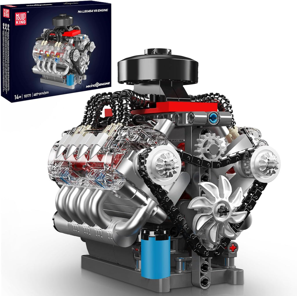 10171 V8 Engine Model Kit, Mini V8 Engine Kits that Runs, Build Your Own Car Model Engine with Motor, Collectible