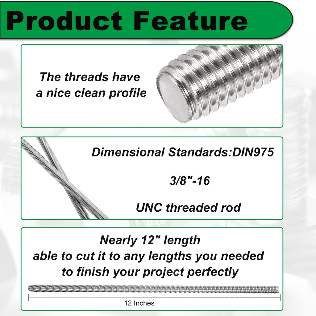 3/8-16x12 inch Fully Threaded Rod for Electrical Project