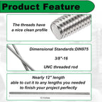 3/8-16x12 inch Fully Threaded Rod for Electrical Project