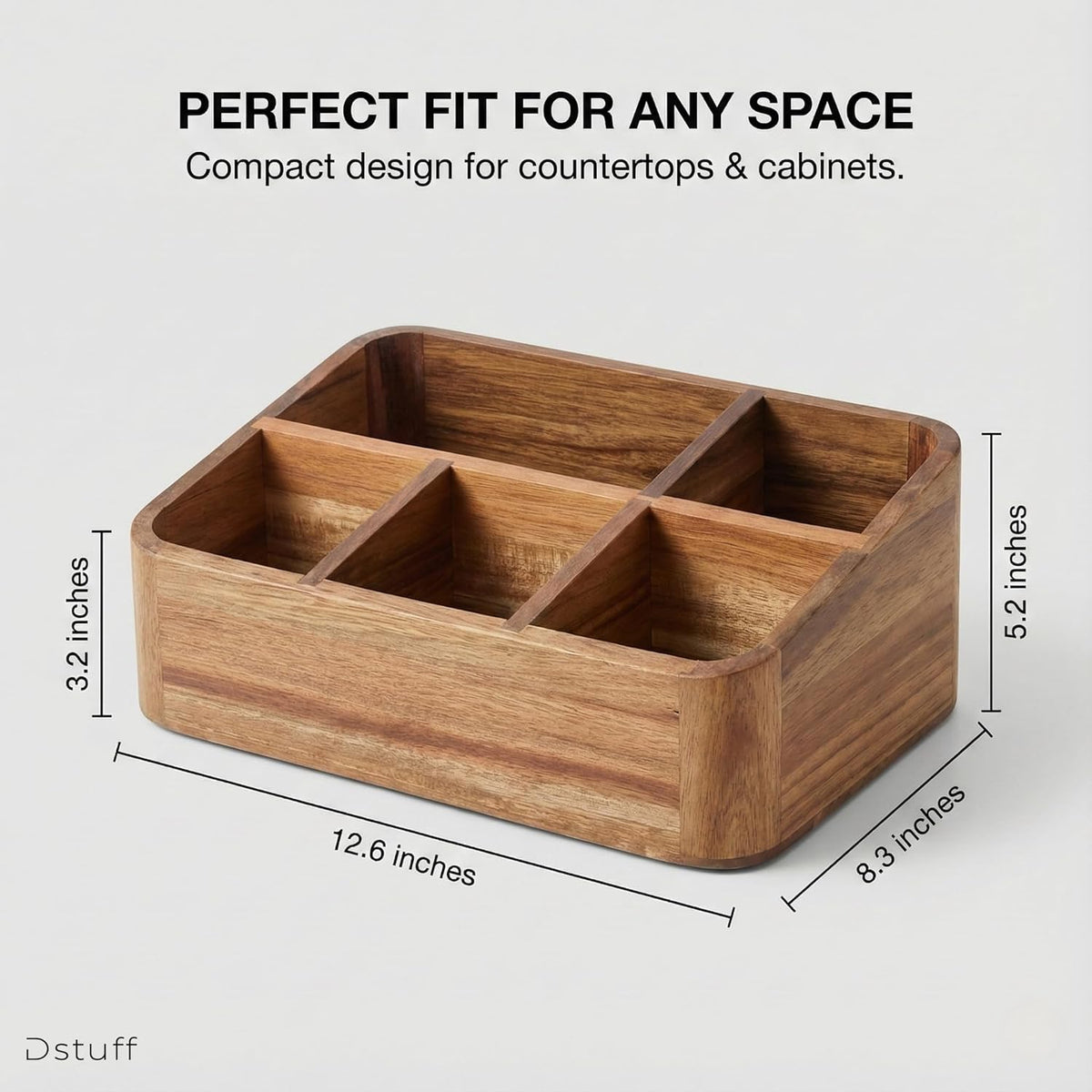 Acacia Wood Coffee Station Organizer for Countertop, Tea Organizer and Holder, Coffee Bar Caddy with Multiple