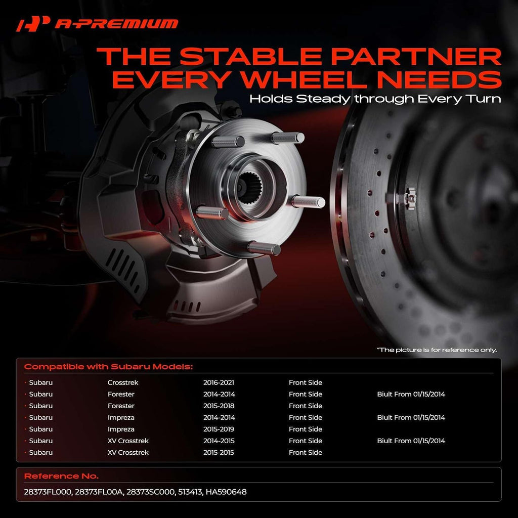 A-Premium Front Wheel Bearing and Hub Assembly with 5-Lug