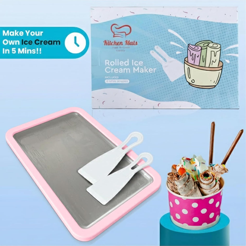 Extra Large Rolled Ice Cream Maker, Pink, (14"x10") Ice Cream Roller Maker