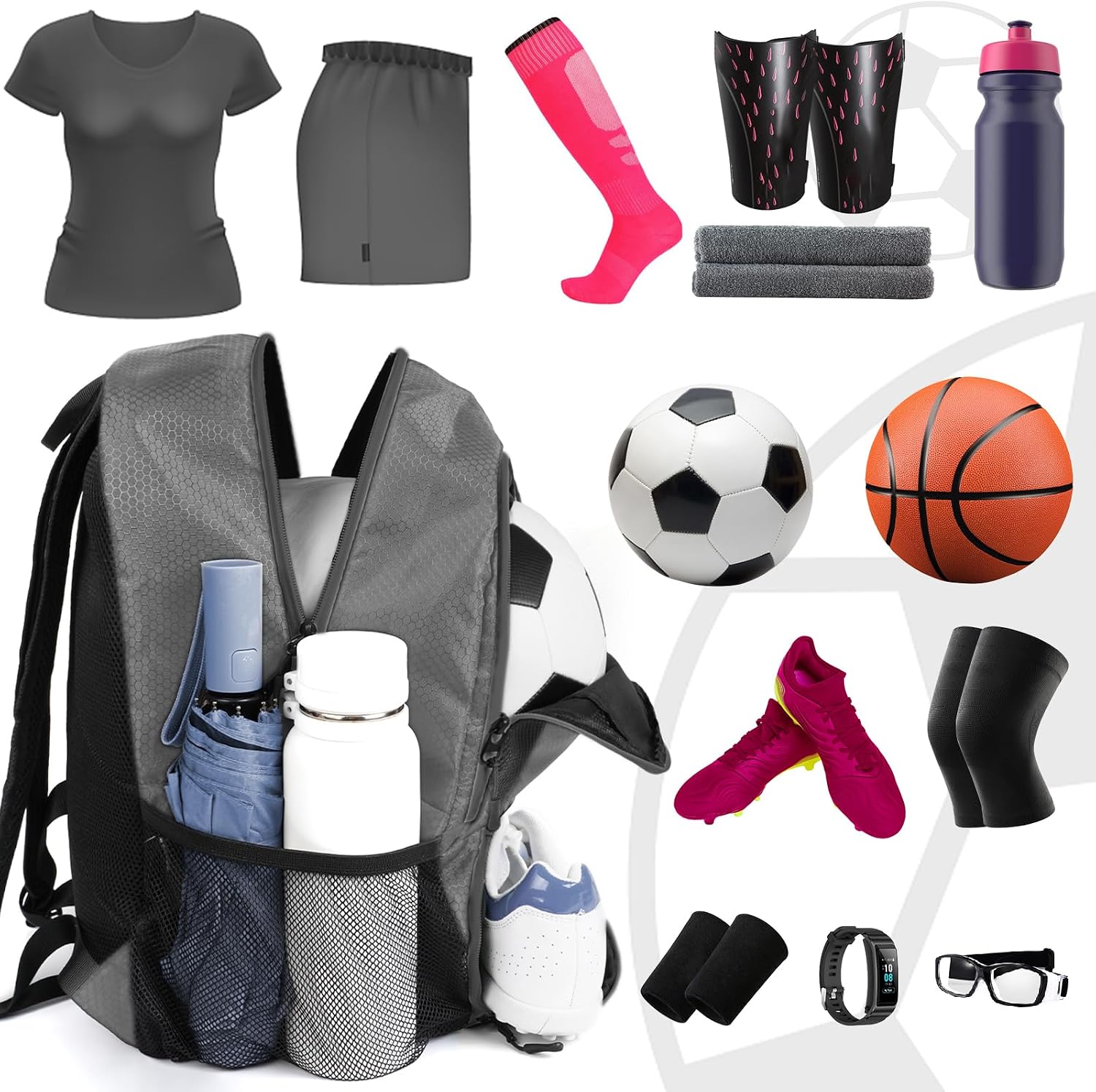 Soccer Backpack,Soccer Bag with Ball Holder, Water resistant Sport Equipment Bags Fit Basketball Volleyball Football