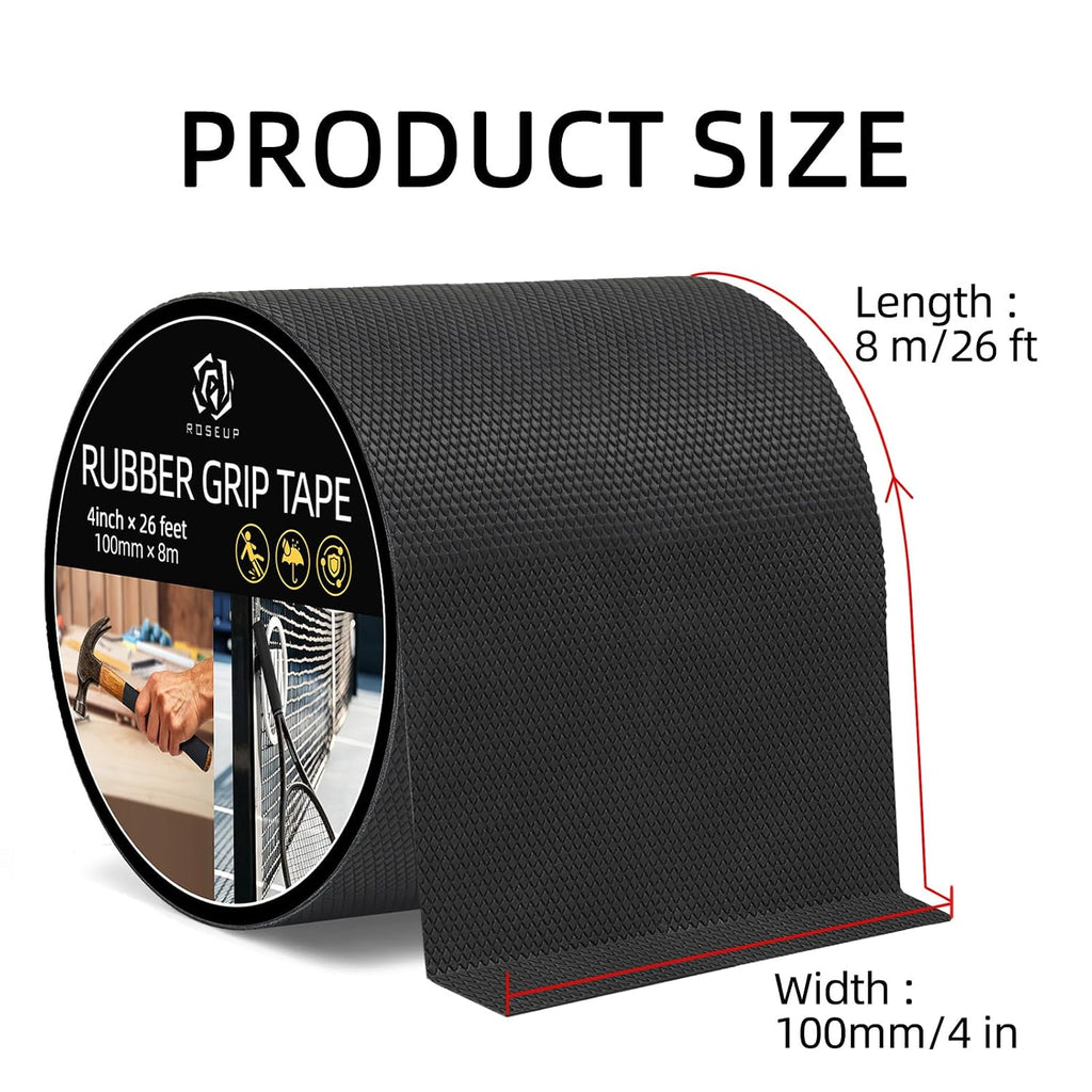 4 Inch x 26 FT Black Rubber Grip Tape