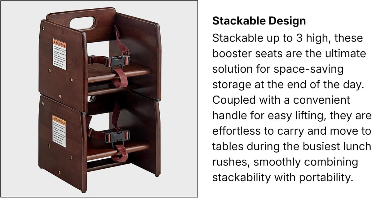 Dark Brown Wooden Raised Restaurant Chair for Smaller Guests
