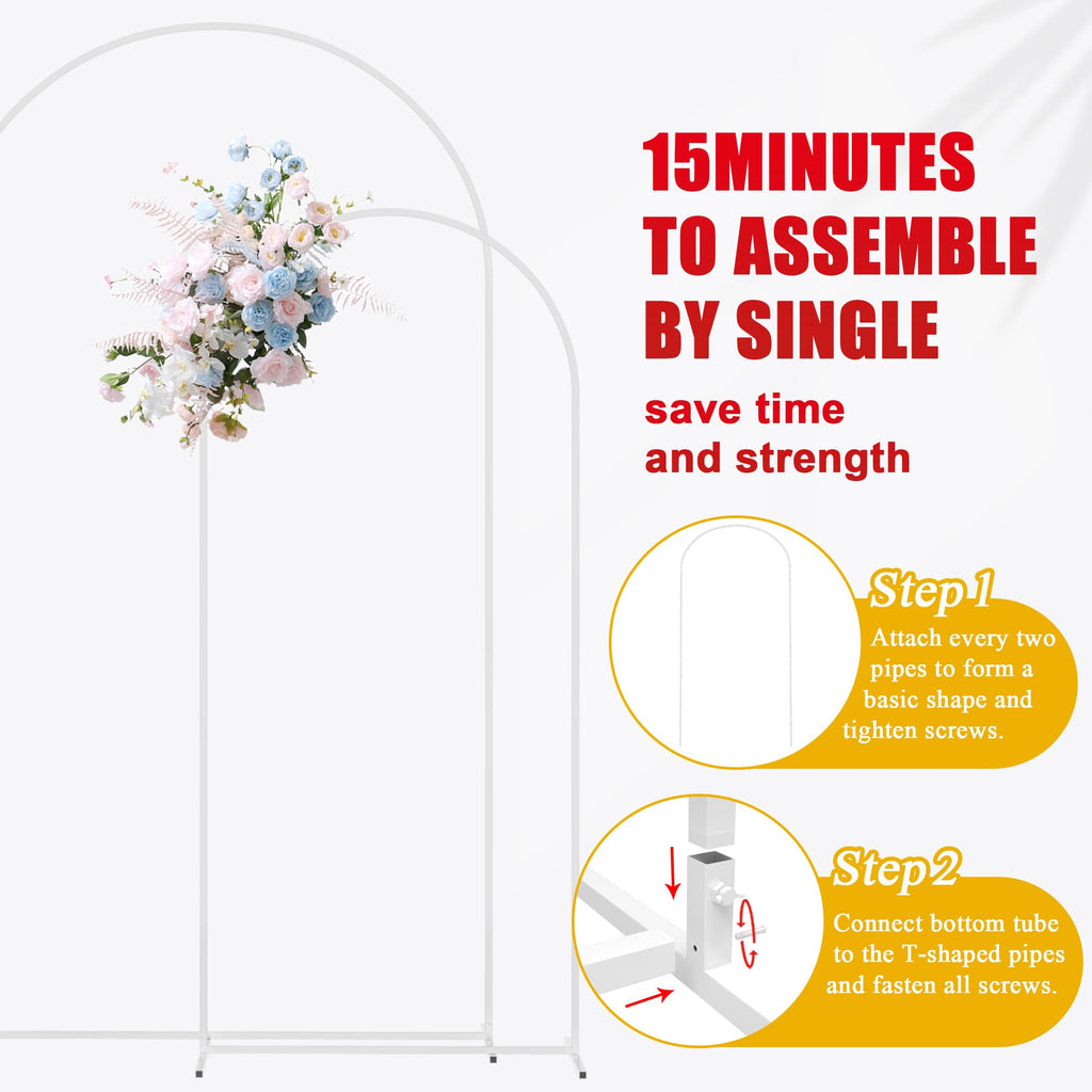 Arch Backdrop Stand, 7.2ft & 6ft, Metal Wedding Arch Stand, White