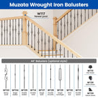 10 Pack 44" Straight Hollow Iron Balusters WT30