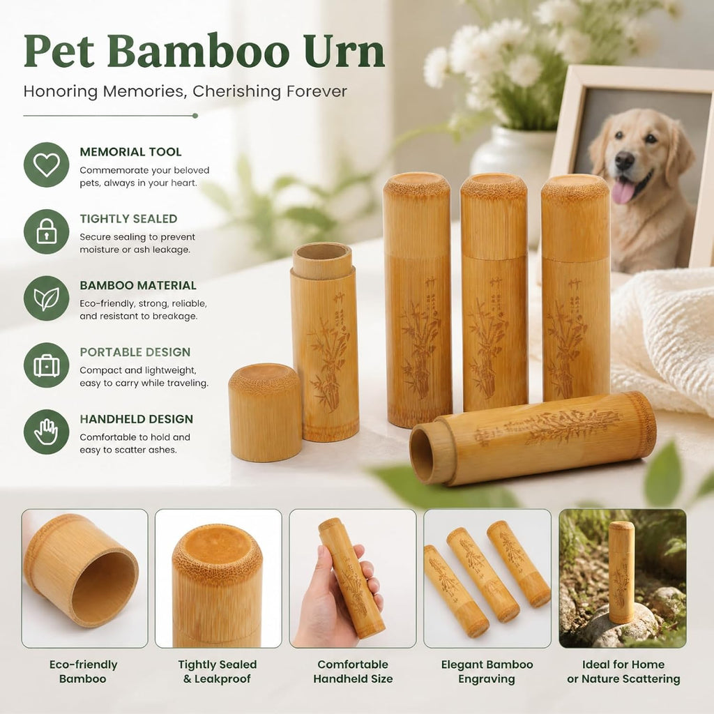 Small Bamboo Scattering Urn Tube, Ashes Biodegradable Scattering Cremation ECO Biodegradable Friendly Mini Spreading