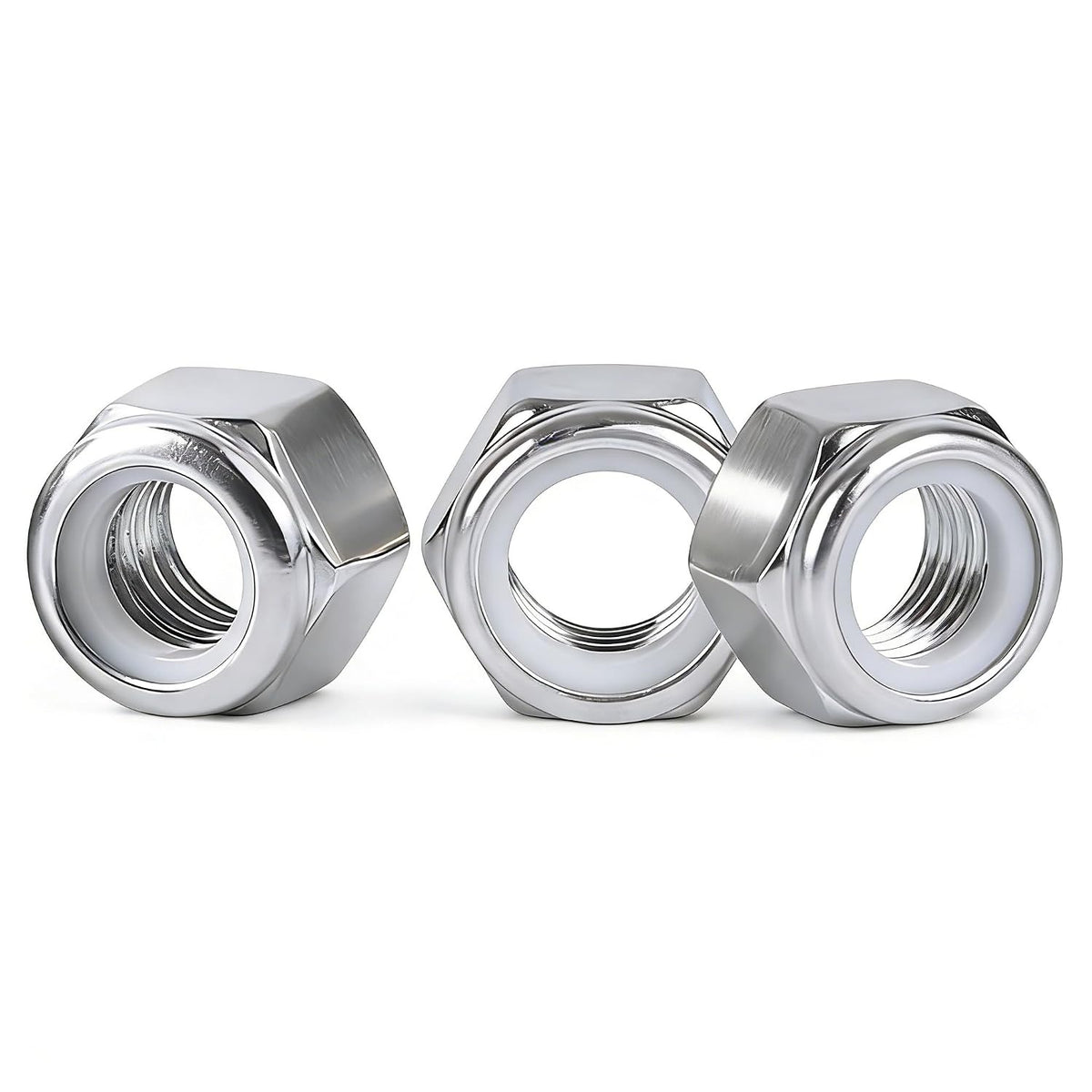 #10-32 Locknuts,60PCS 304 (18-8) Stainless Steel Nylon Insert Lock Nuts,Standard Inch Thread Nylock Nuts