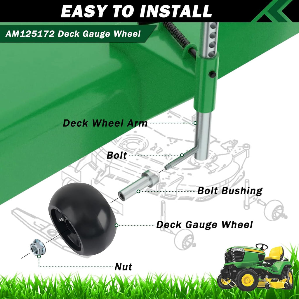 CheeMuii 4 Pack AM125172 Lawn Mower Deck Wheels Kit with 2 Style Bushings