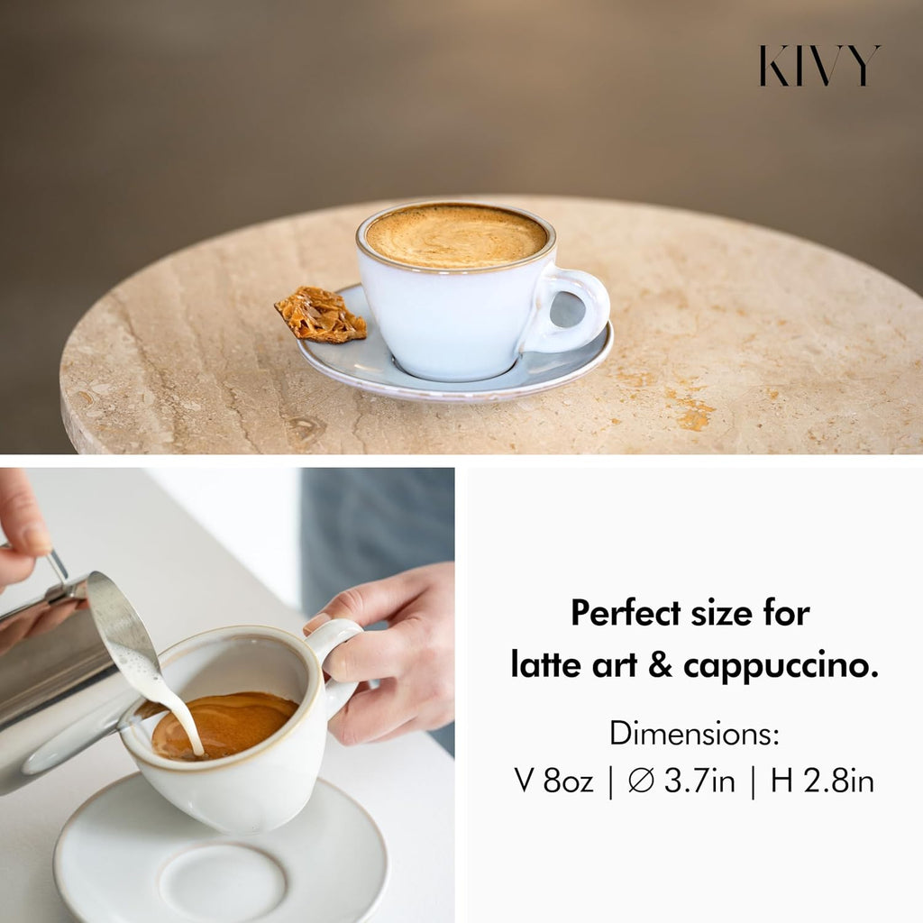 Cappuccino Cups set - 4x 8oz - Thick-walled stoneware cappuccino cup