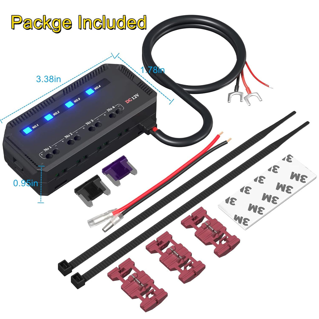 12v Fuse Block, Motorcycle Fuse Box 20A Low Profile Terminal Block | Low Profile Terminal Block Holder w/LED