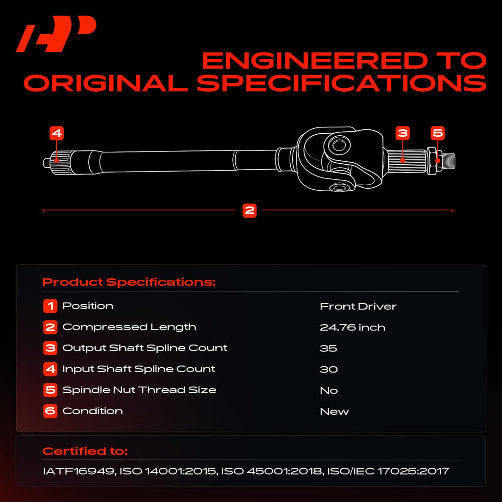 A-Premium Front Left Driver Side CV Axle Shaft Assembly for Ford Models