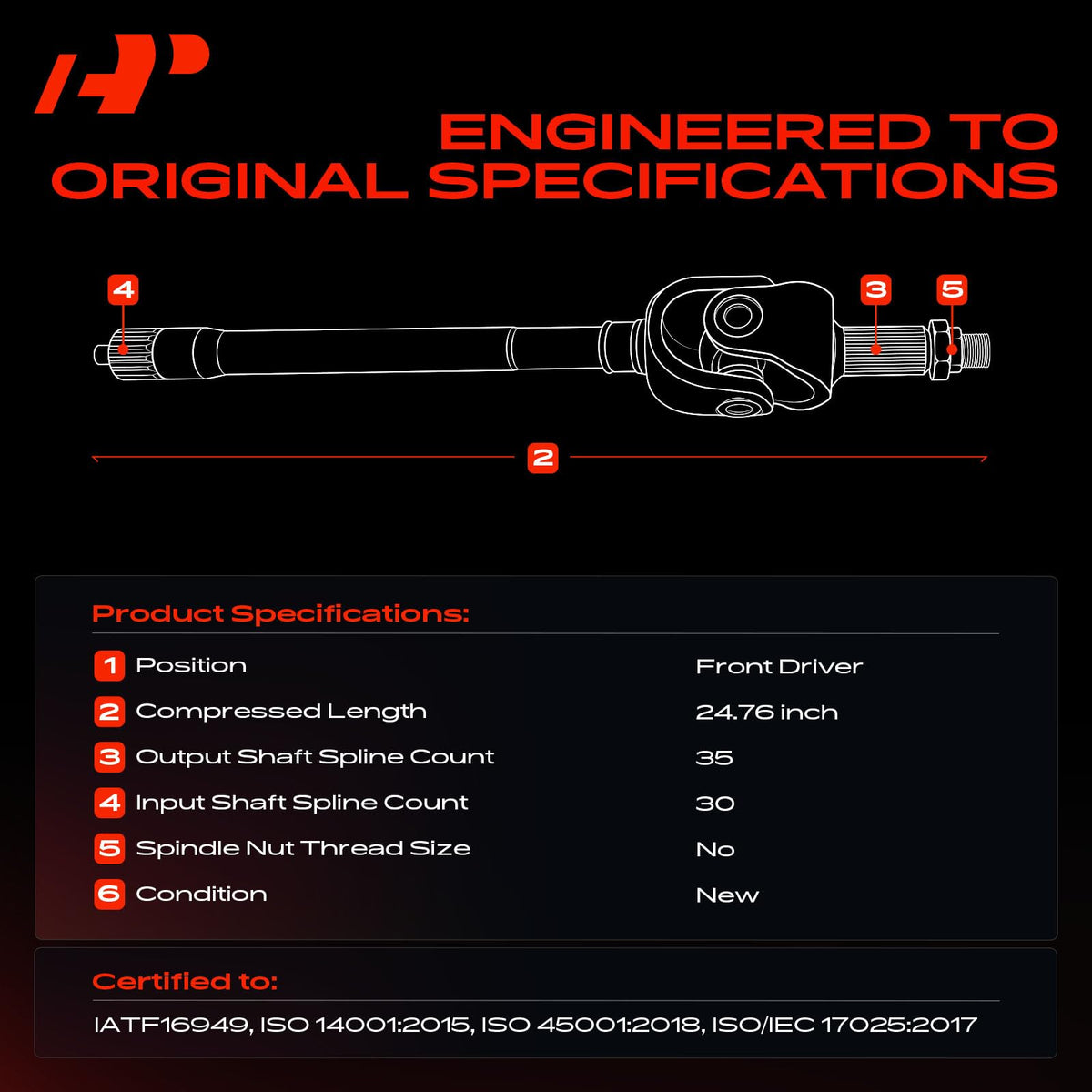 A-Premium Front Left Driver Side CV Axle Shaft Assembly for Ford Models