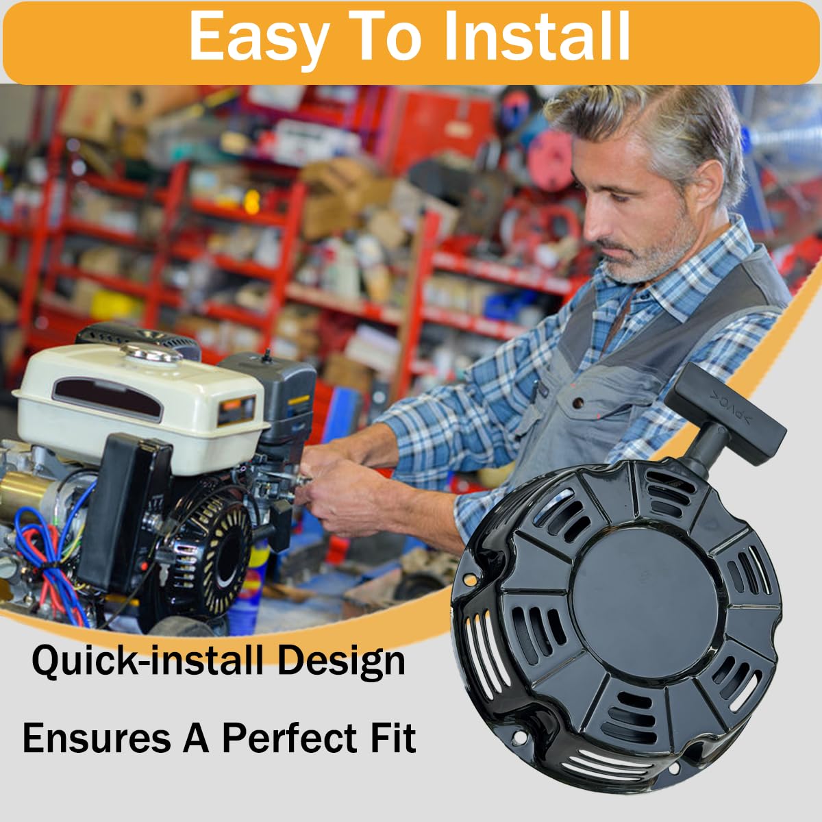 Pull Start Assembly for Kohler SH265 SH270 SH255 5.5hp 6.5hp 7hp 196cc Engine Pressure Washer Log Splitter Tiller Recoil Starter Pull Cord Replacement 18 165 05-S