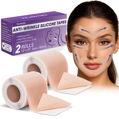 Anti Wrinkle Silicone Face Tape, Reusable Wrinkle Patches for Face, Forehead & Smile Lines, Overnight Facial